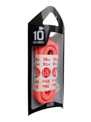 10 Seconds ® Athletic Jumbo Round Laces | Hot Red/Silver Herringbone