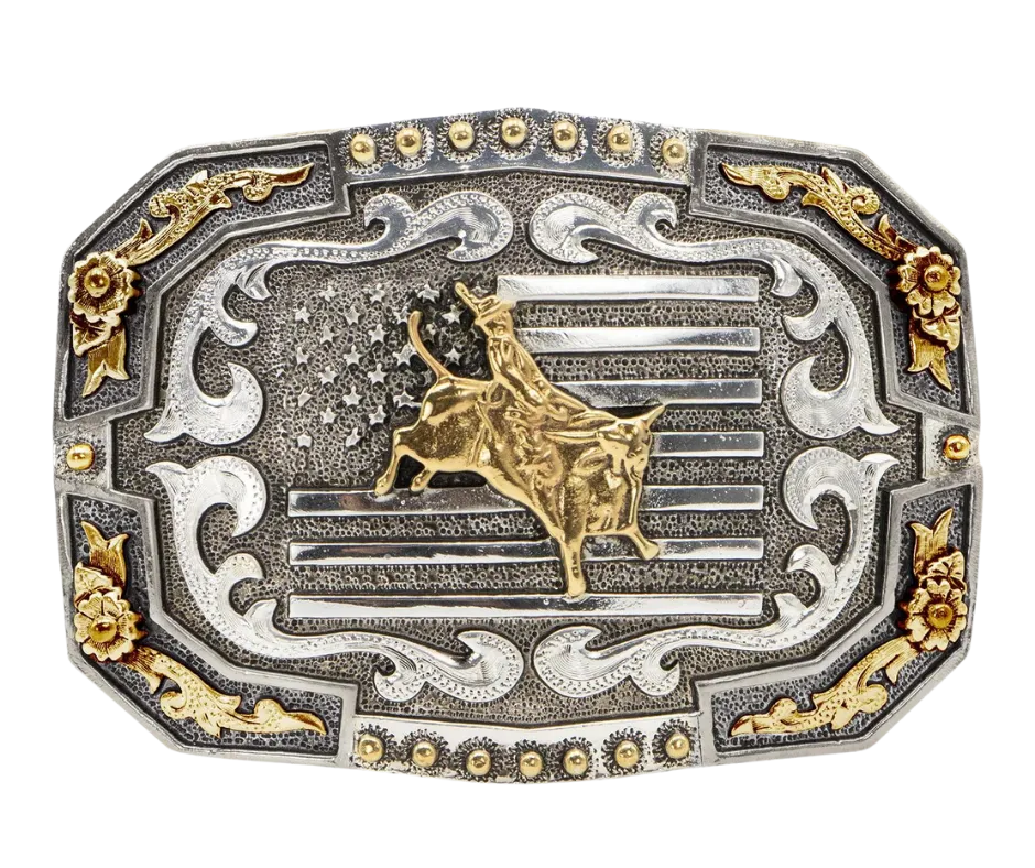 American Bullrider Flag Belt Buckle