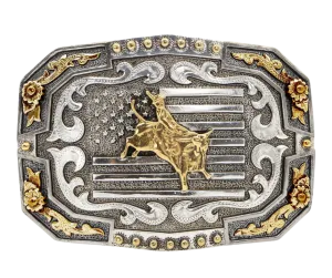 American Bullrider Flag Belt Buckle