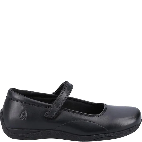 ARIA Girls Leather Touch Fasten Shoes Black