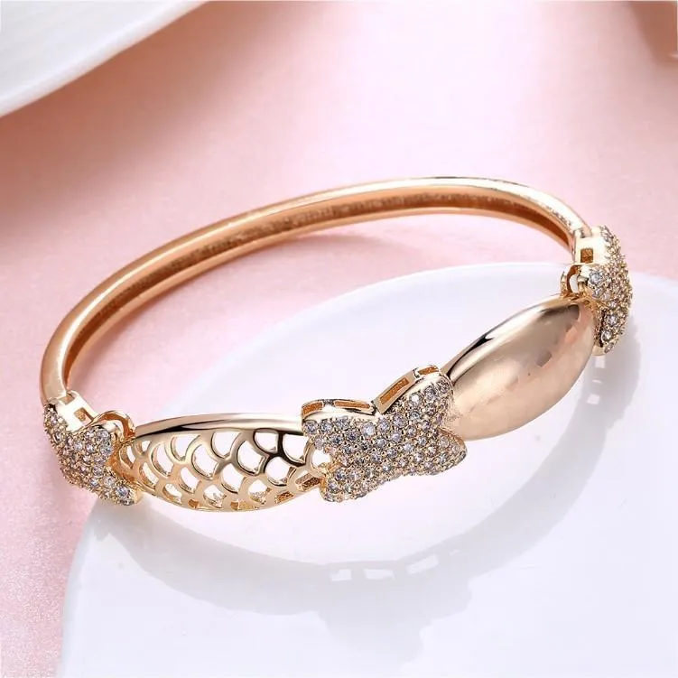 Austrian Crystal 18K Gold Plated Triple X's Bangle ITALY Made