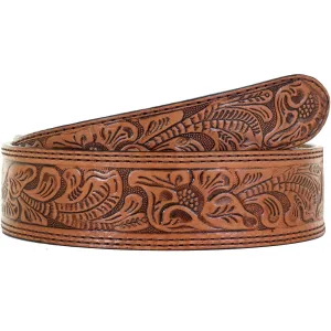 B1051 - Natural Floral Tooled Belt