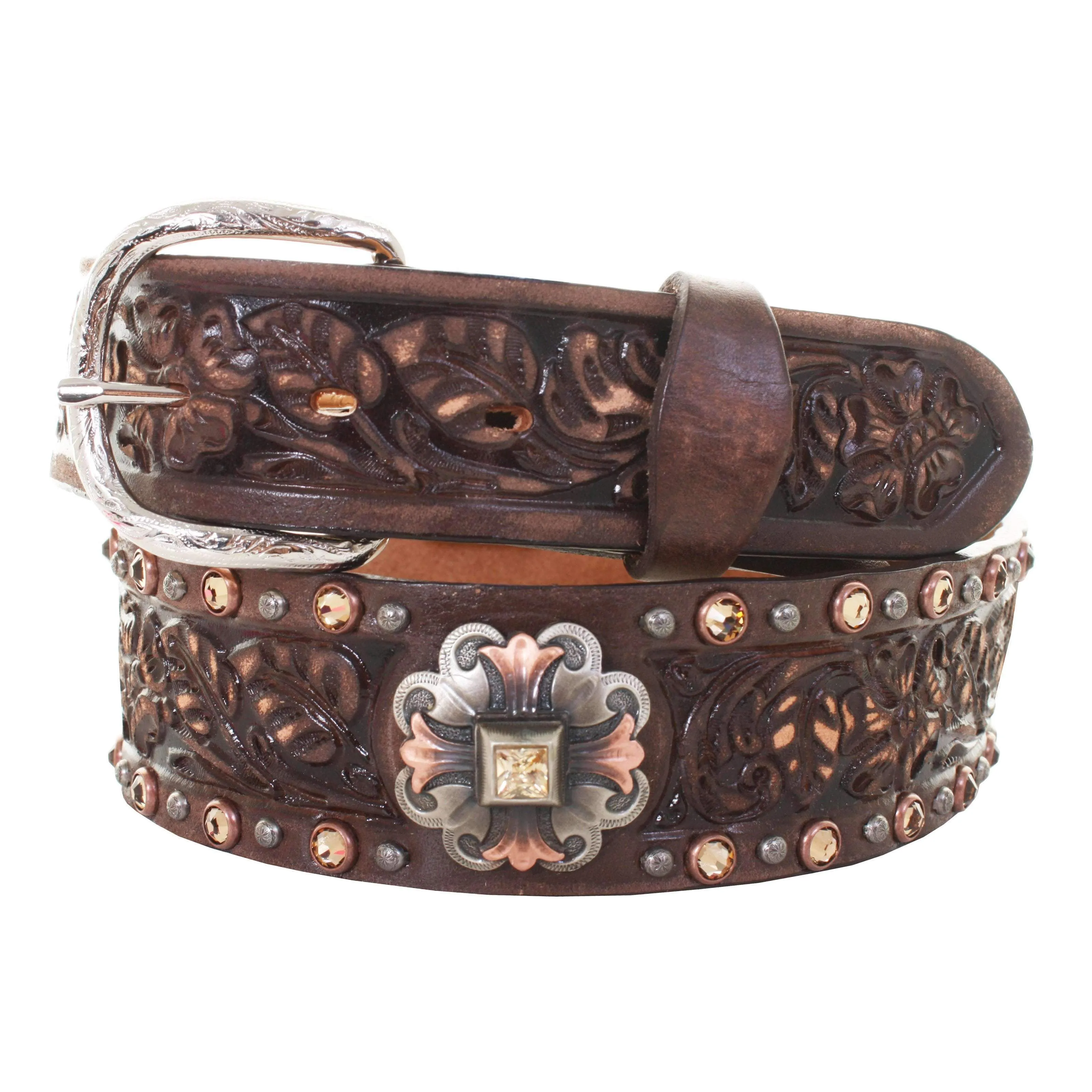 B923 - Brown Vintage Tooled Belt