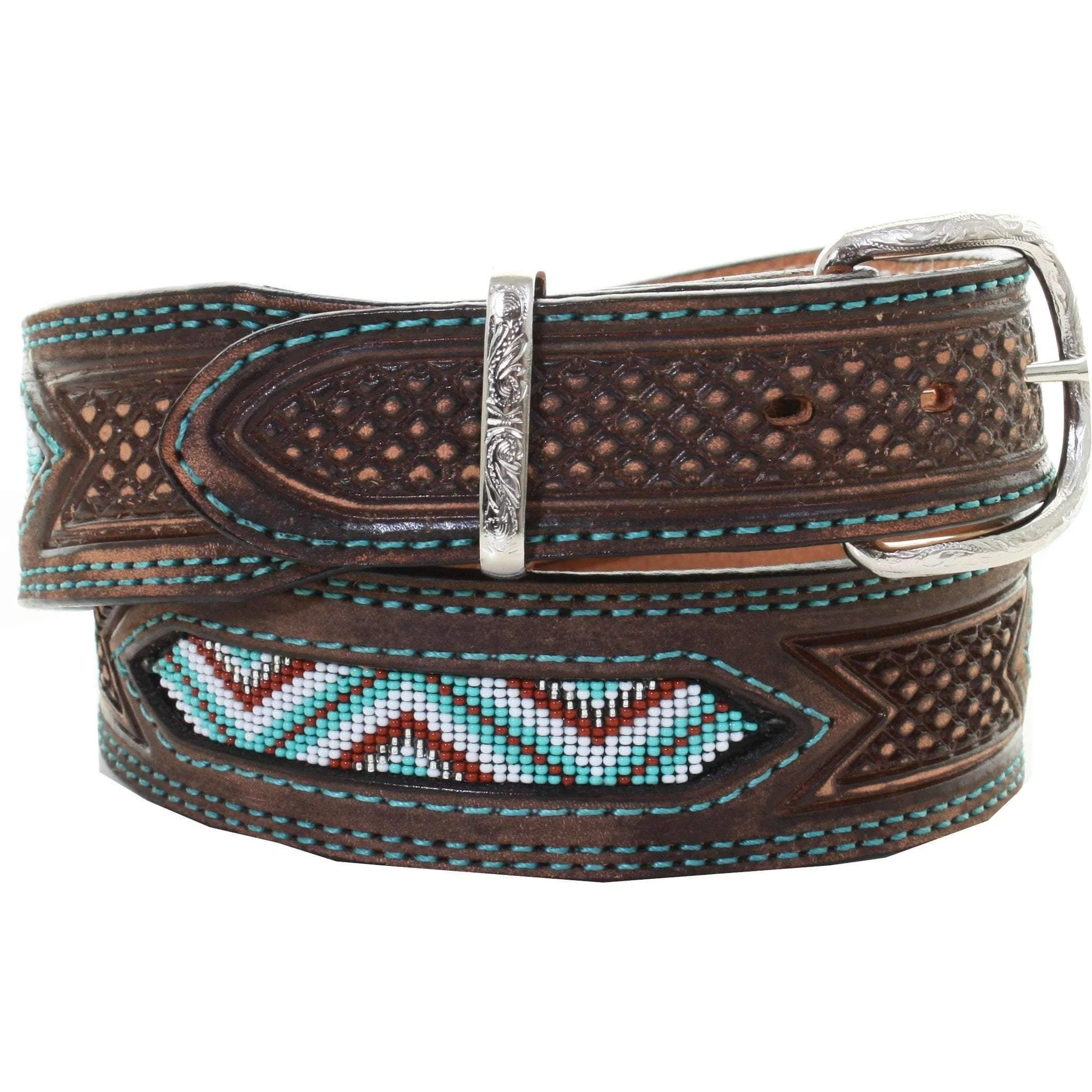 B970 - Brown Vintage Beaded Belt