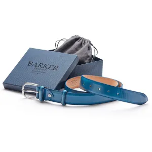 BARKER Belt - Mens Leather Plain - Blue Hand Painted