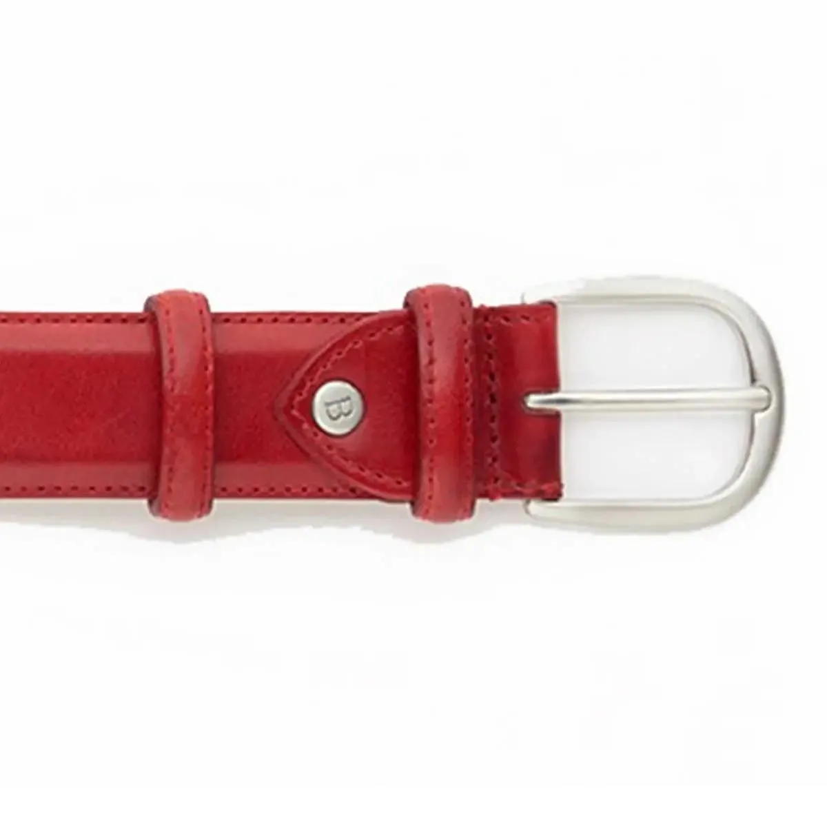 BARKER Belt - Mens Leather Plain - Red Hand Painted