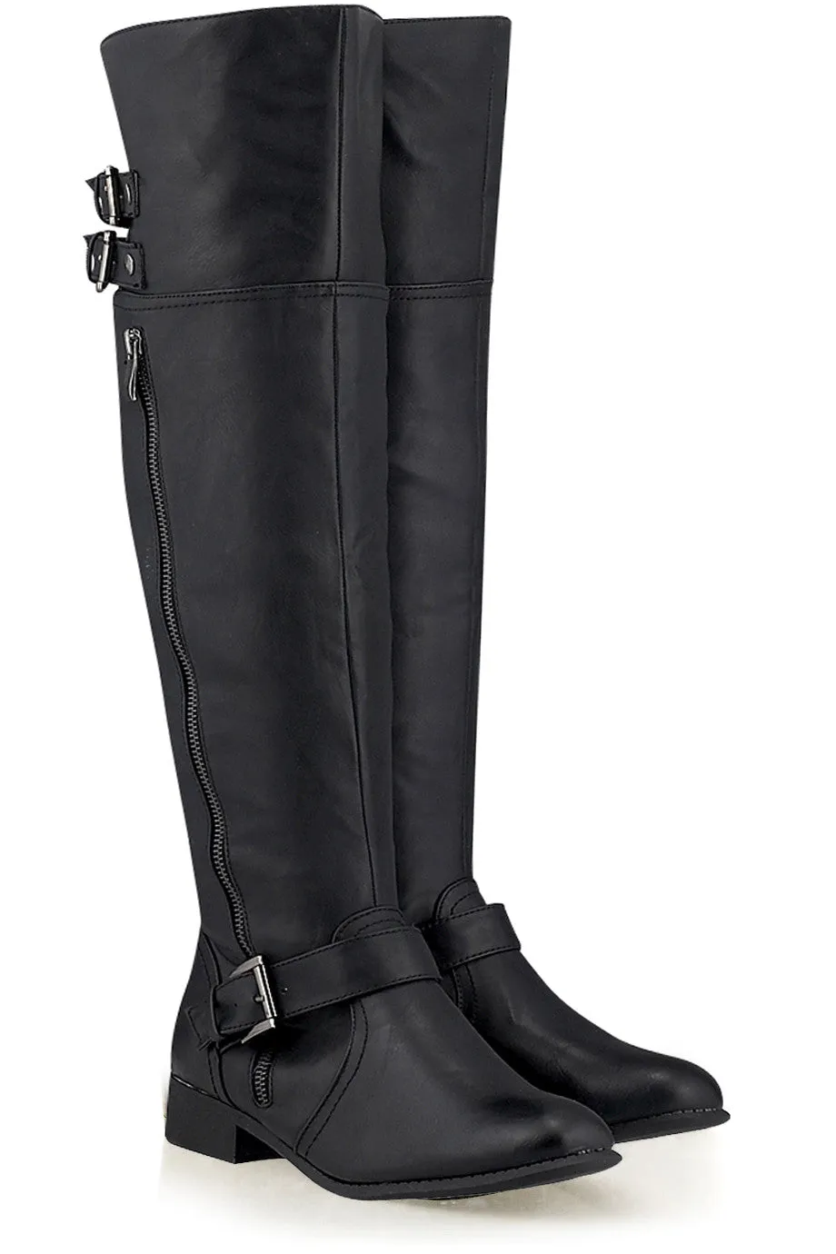 BASILIA Black Thigh-High Riding Boots