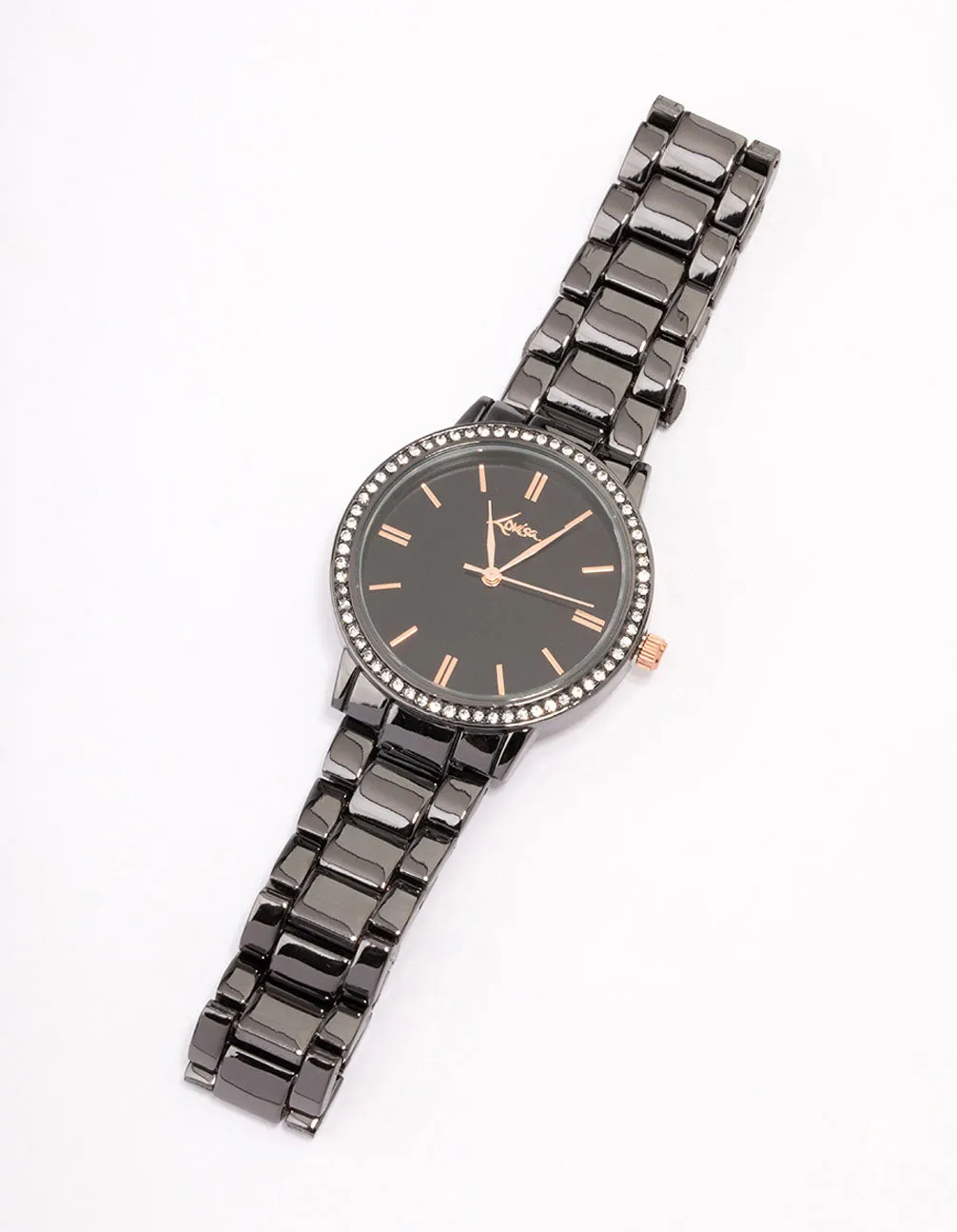 Black Crystal Bezel Watch