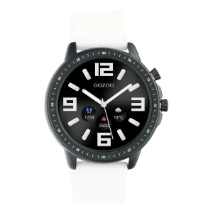 Black OOZOO smartwatch with white rubber strap - Q00327