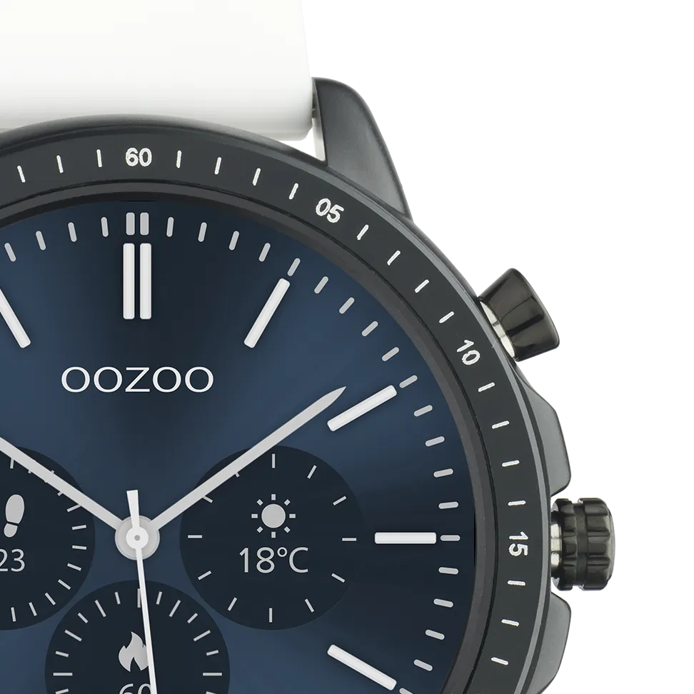 Black OOZOO smartwatch with white rubber strap - Q00327