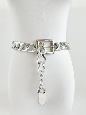 Bold Chain Statement Belt - Silver