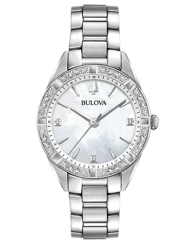 Bulova Sutton Women's White Mother-of-Pearl Dial Classic Watch 96R228