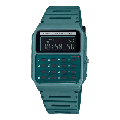 Casio Calculator Unisex Watch Digital Dial with Green Resin Strap, CA-53WB-3BDF