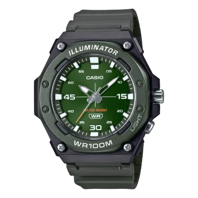 Casio Men's Watch Analog Green Dial With Black Resin Band, MW-620H-3AVDF