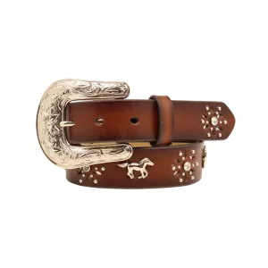 Children's Ariat Brown Belt With Horse Embellishment