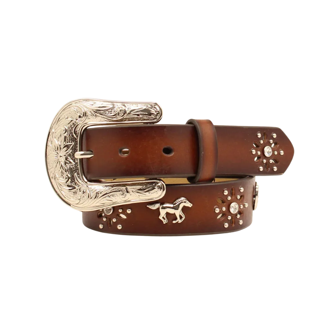 Children's Ariat Brown Belt With Horse Embellishment