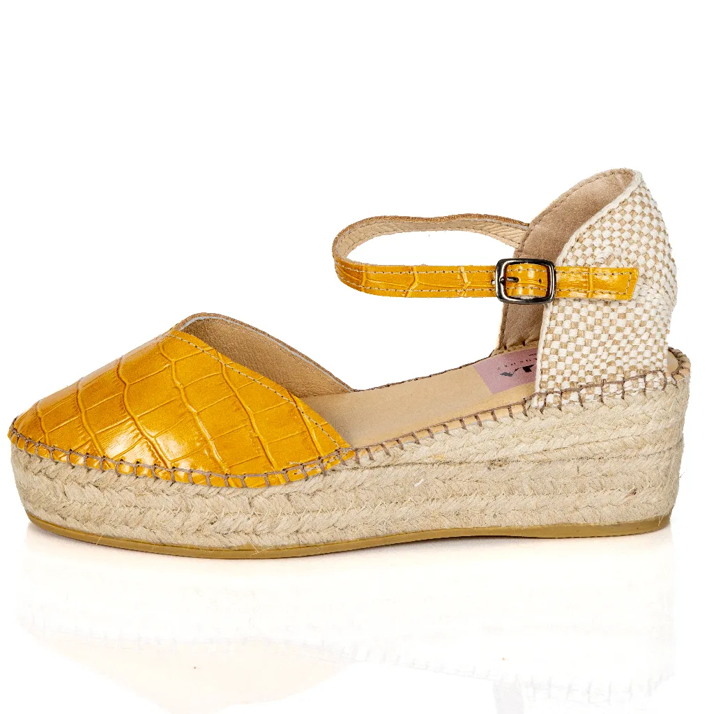 Espadrille Wedges Cap Cana Yellow Crocodile