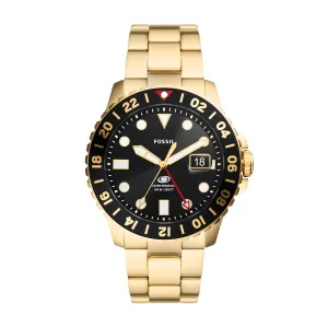 Fossil Blue GMT Gold-Tone Stainless Steel Watch