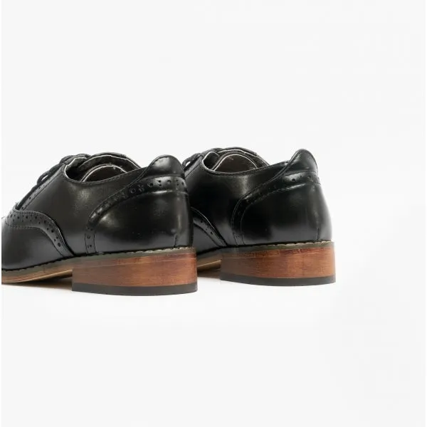 FRANCIS Boys Oxford Lace Up Shoes Black