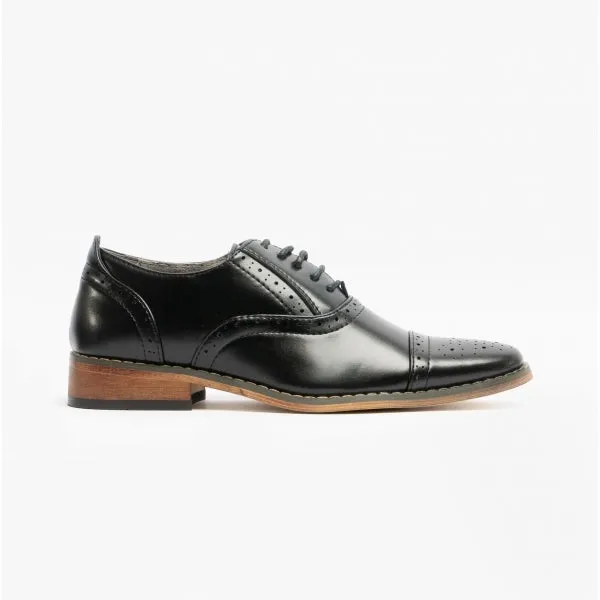 FRANCIS Boys Oxford Lace Up Shoes Black