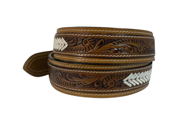 Gem Dandy Men's Brown Western Floral Belt