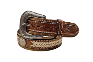 Gem Dandy Men's Brown Western Floral Belt