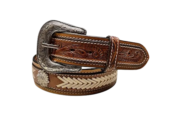 Gem Dandy Men's Brown Western Floral Belt