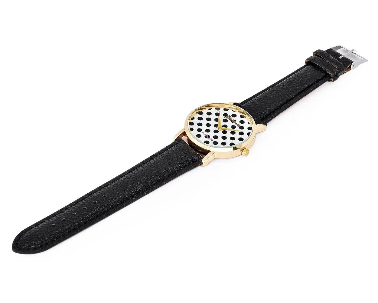 Geneva Women Candy Color Polka Dots Leather Alloy Wrist Watch