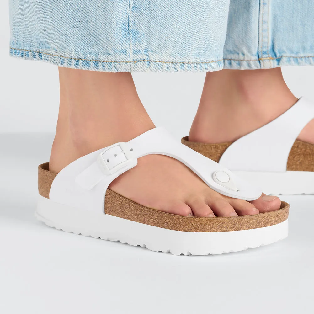 Gizeh Platform Vegan in White Birko-Flor Regular Width by Birkenstock