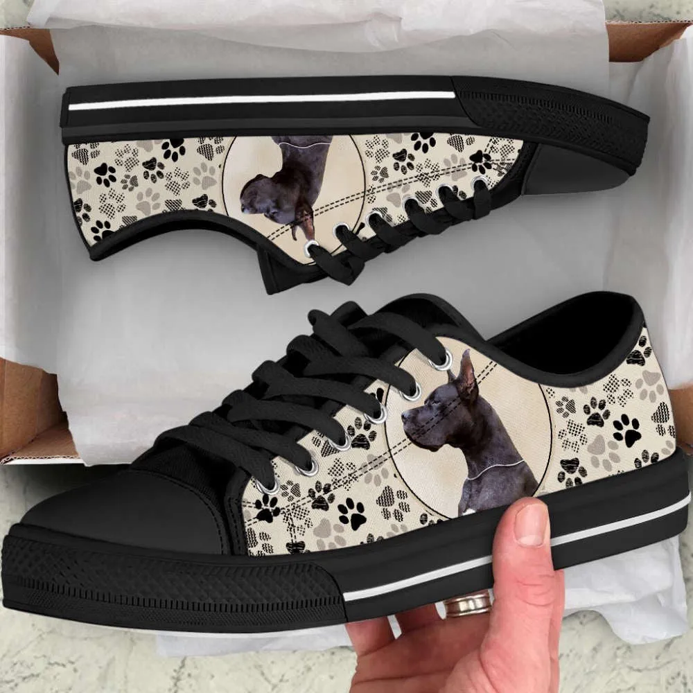 Great Dane Dog Pattern Brown Low Top Shoes Canvas Sneakers, Dog Printed Shoes, Canvas Shoes For Men, Women