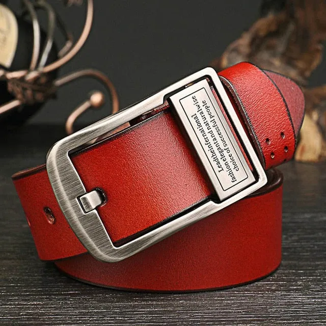 High Quality Genuine Leather Vintage Pin Buckle Belt