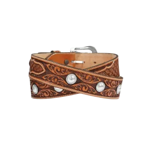 Justin Men's Tan Silver Valley Concho Belt