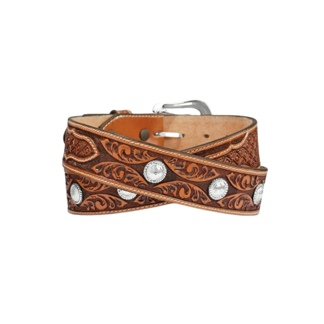 Justin Men's Tan Silver Valley Concho Belt