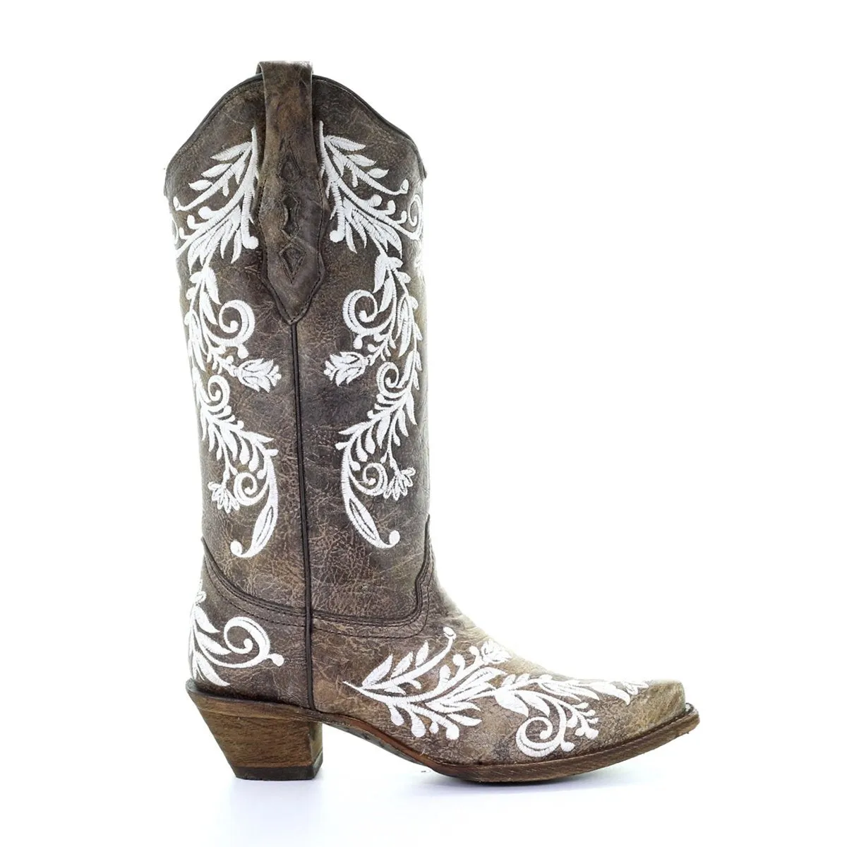 Ladies Corral Brown/White Embroidery Glow Collection - A3753