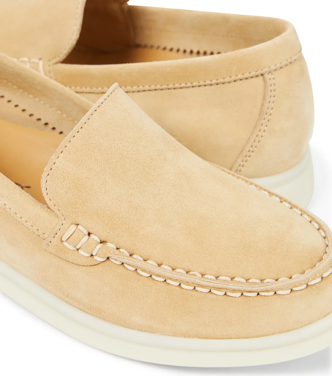 Loro Piana summer walk suede loafers, beige