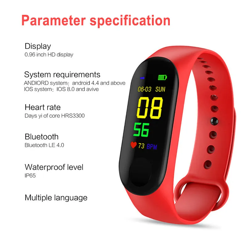 M4 Water-resistant Smart Fitness Band (with a Colour Screen, Fitness Tracker, BP, Heart Rate Monitor)