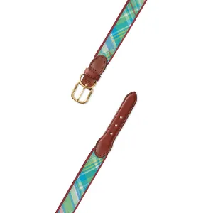 Madras on Burgundy Fabric Dog Collar