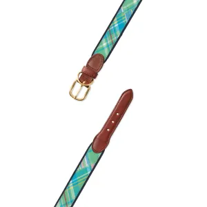 Madras on Navy Fabric Dog Collar