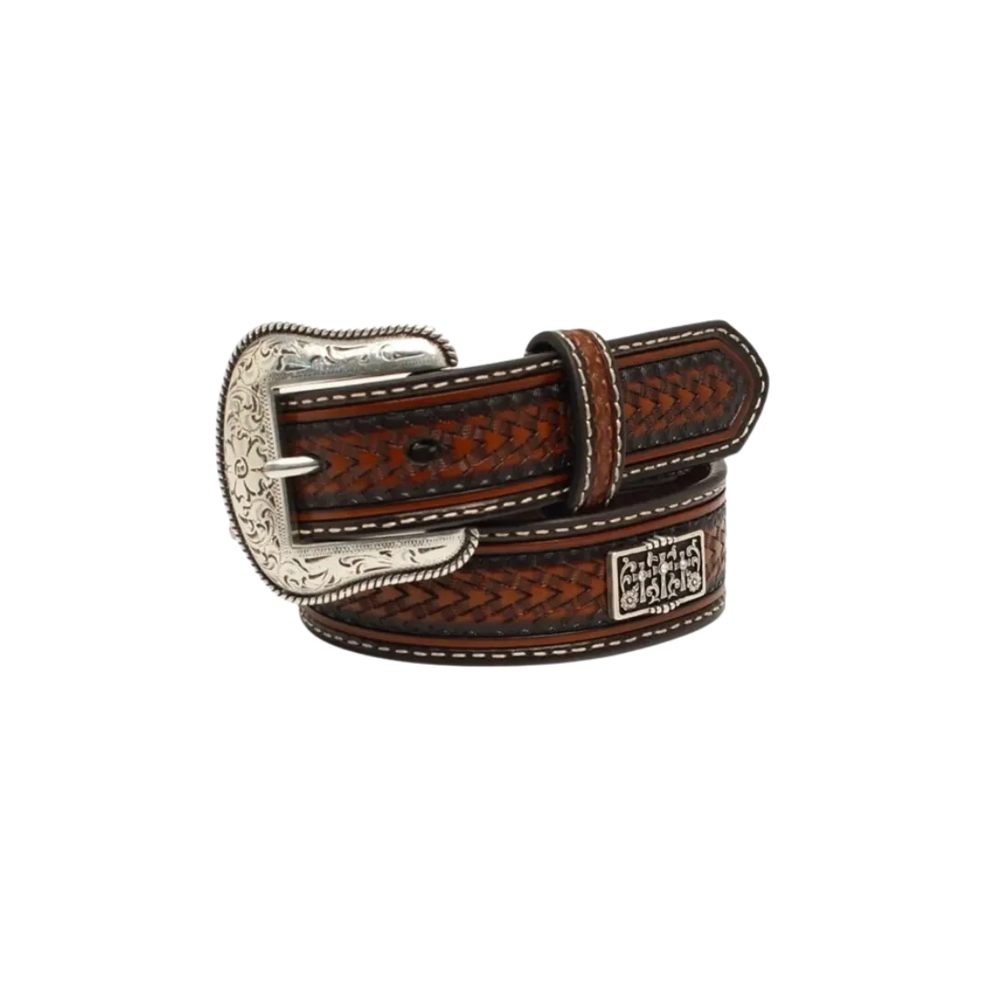 M&F Nocona Men's Dark Brown Stained Edges Conchos Belt