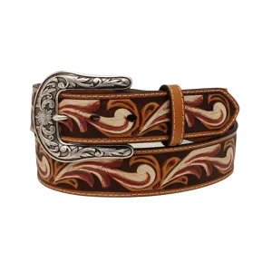 M&F Women's Ariat Floral Embossed Tan Belt