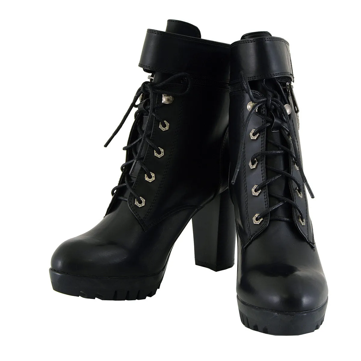 Milwaukee Leather MBL9425 Women's Black Lace-Up Fashion Boots with