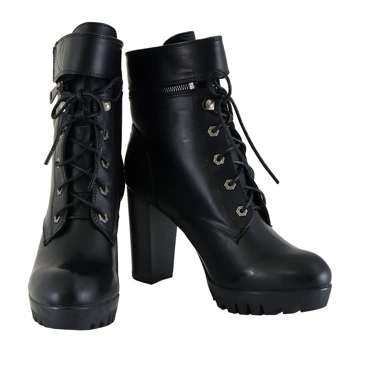 Milwaukee Leather MBL9425 Women's Black Lace-Up Fashion Boots with