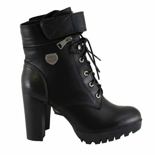 Milwaukee Leather MBL9425 Women's Black Lace-Up Fashion Boots with