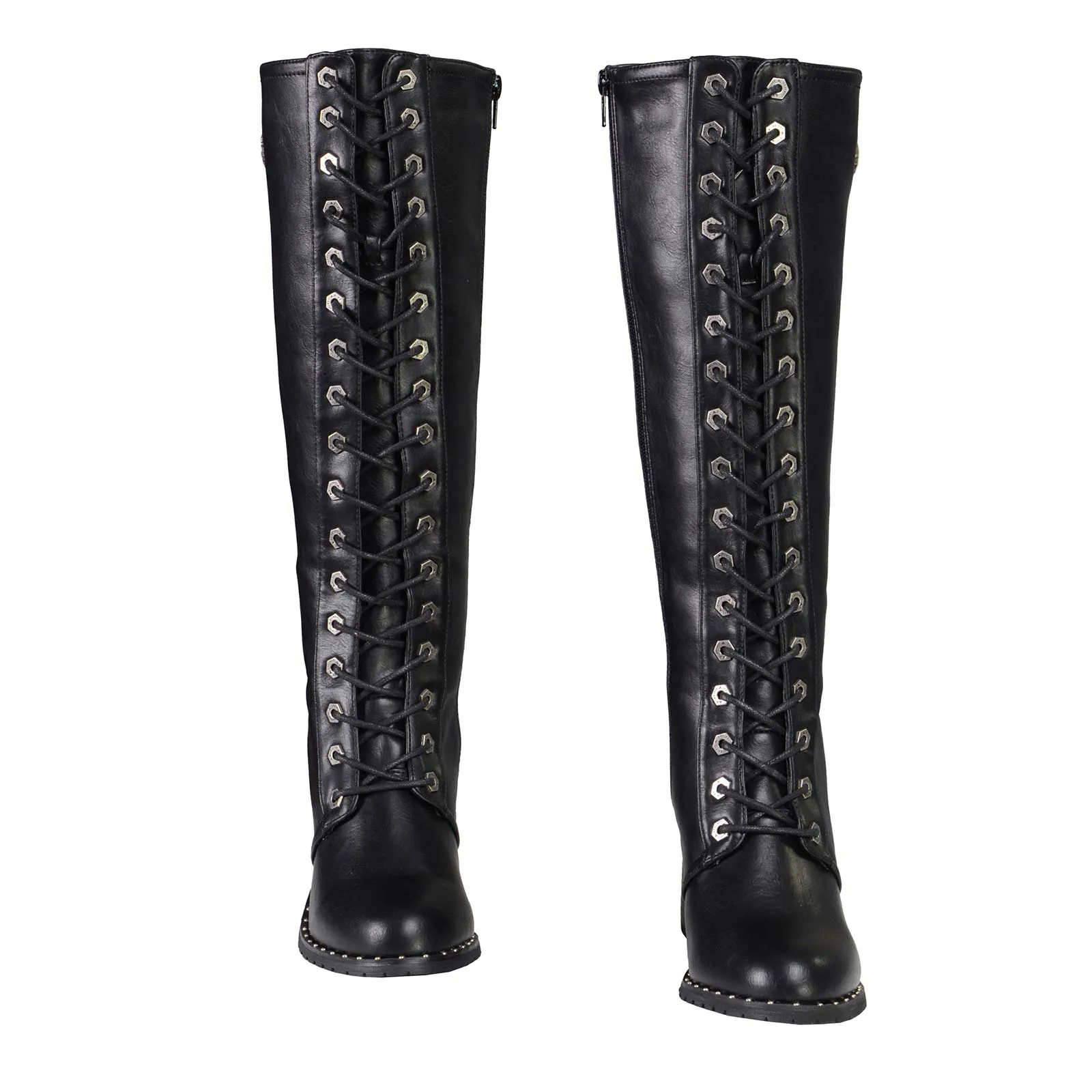 Milwaukee Leather X9442 Women's Black Lace-Up Tall Fashion Biker Boots