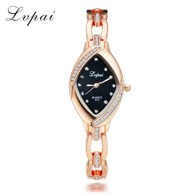 New Lvpai Fashion 2017 Luxury Rhinestone Watches Women Stainless Steel Quartz Watch For Ladies Dress Watch Gold Bracelet Clock