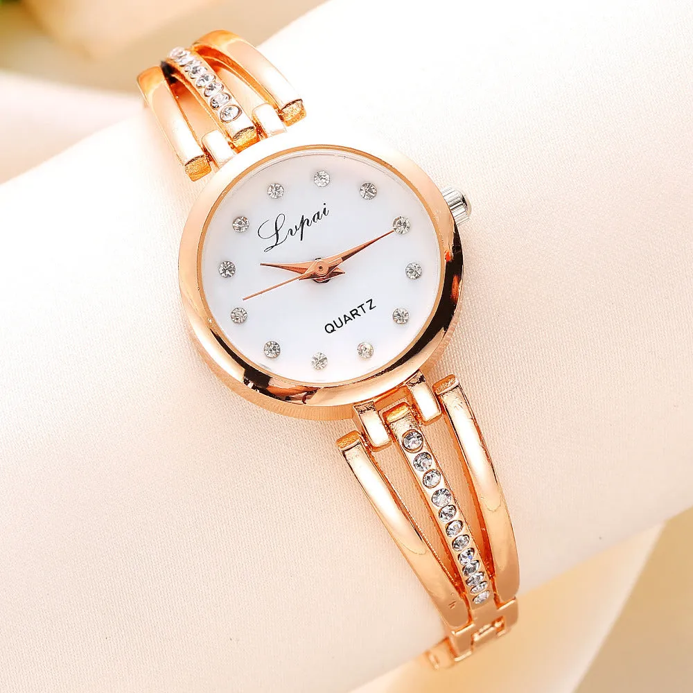 New Lvpai Fashion 2017 Luxury Rhinestone Watches Women Stainless Steel Quartz Watch For Ladies Dress Watch Gold Bracelet Clock