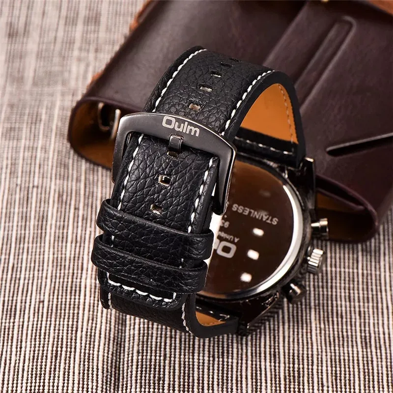 Oulm 9315 Luxury Brand Unique Design Leather Strap Watch