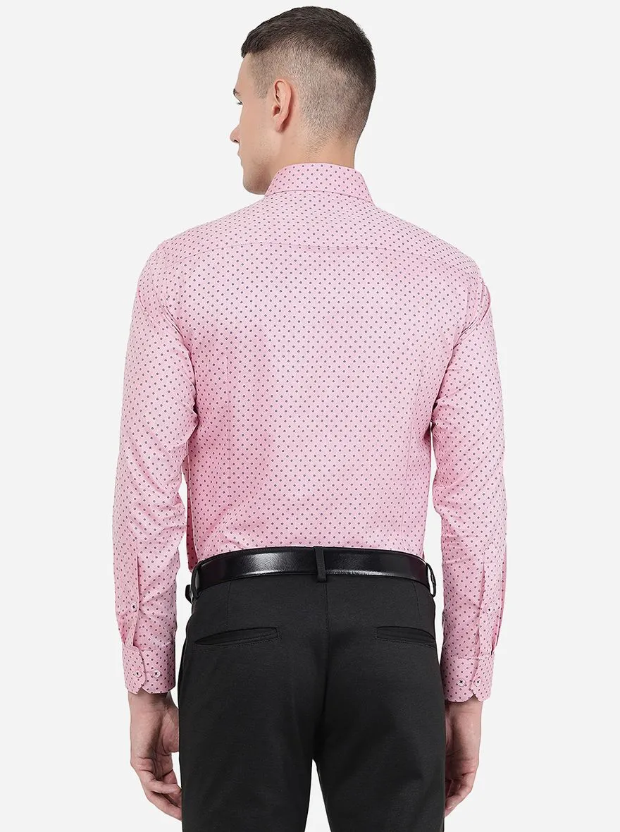 Pink Printed Slim Fit Formal Shirt | Greenfibre