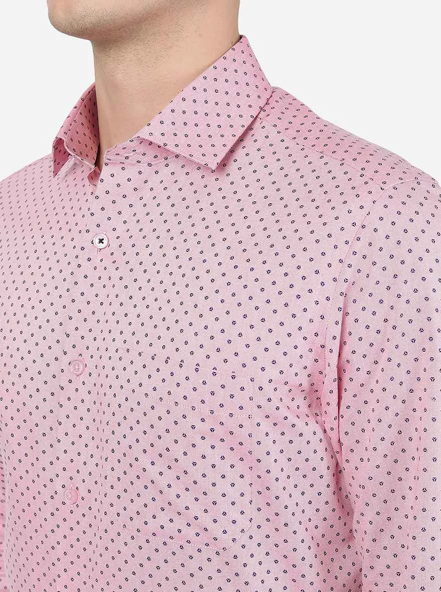 Pink Printed Slim Fit Formal Shirt | Greenfibre