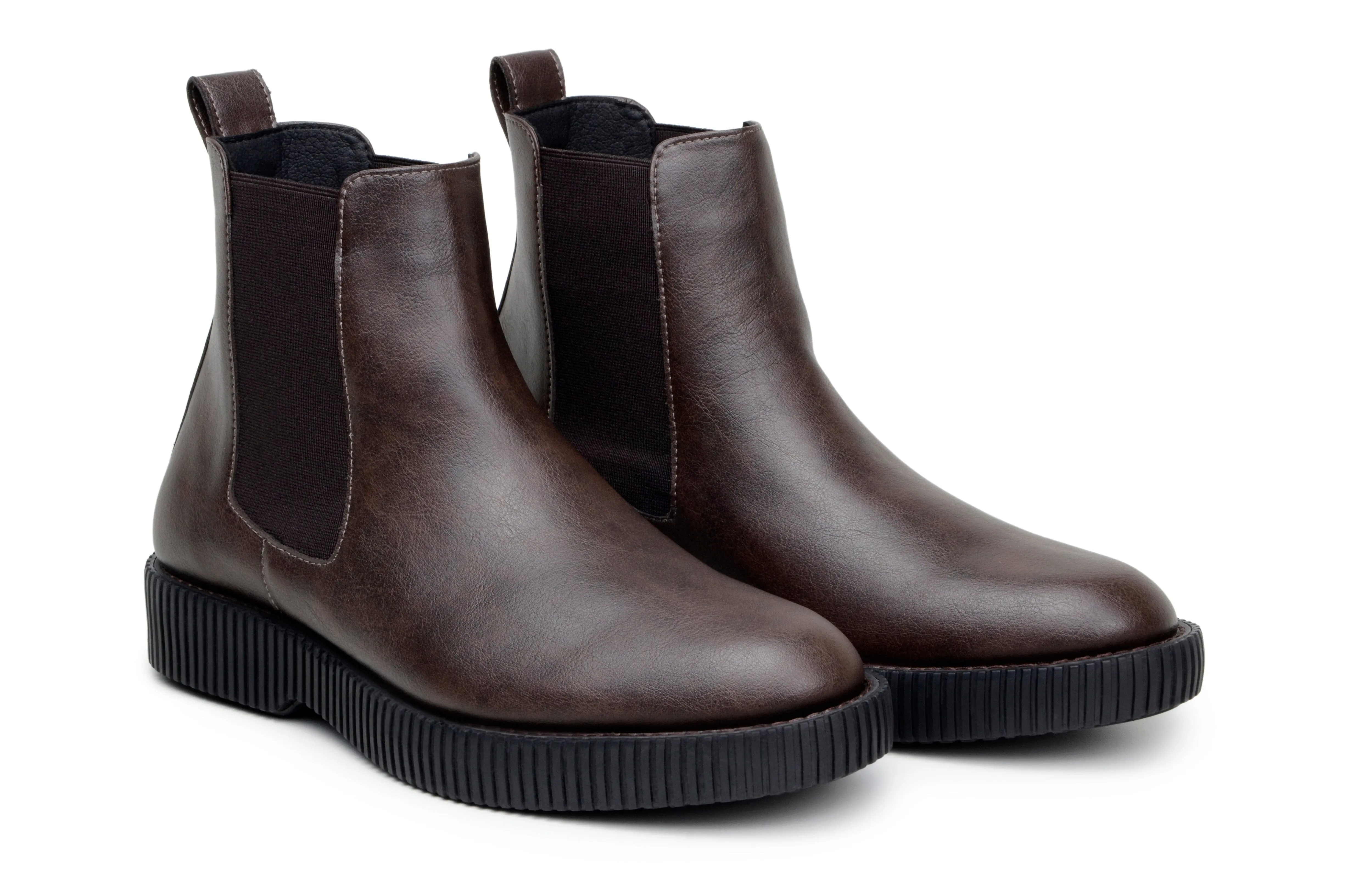 'Rafael' men's creeper sole chelsea boot in vegan leather by Zette Shoes - espresso